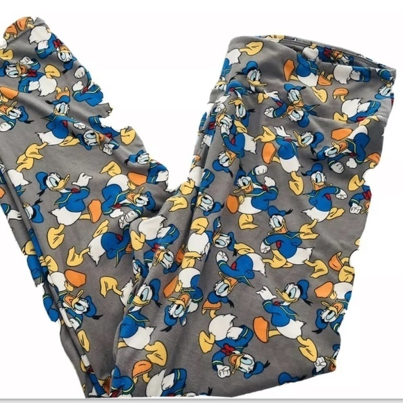 LuLaRoe Disney Leggings Women Tall & Curvy One Size Donald Duck Gray RARE - Picture 4 of 7
